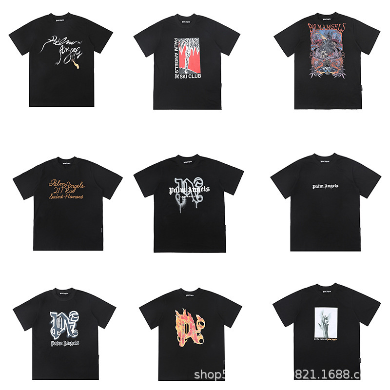 Palm Palm Angel Angels Letter Pure Cotton Short-Sleeved T-Shirt for Men and Women, Summer New Loose Top Palm Palm Angel Angels Letter Pure Cotton Short-Sleeved T-Shirt for Men and Women, Summer New Loose Top