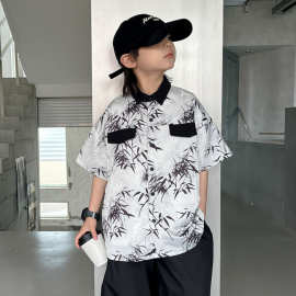男童汉服夏季薄款2026新款儿童装改良新中式国风短袖中大童