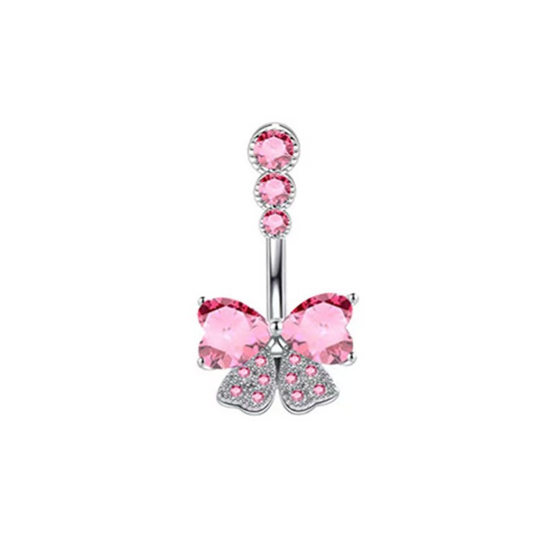 Butterfly Zircon Heart Pendant Navel Ring Stainless Steel Belly Button Piercing Jewelry for Women detail image 8