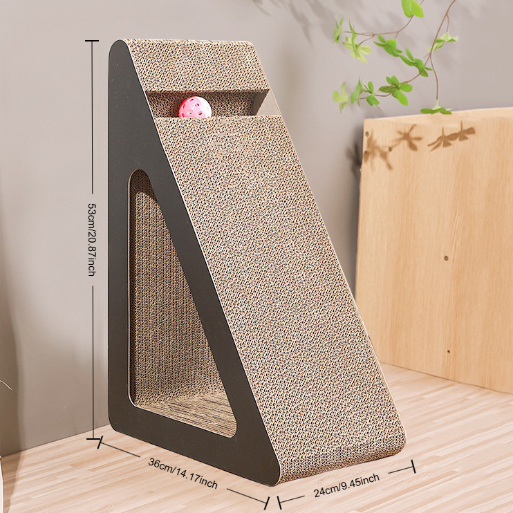 Rascador para Gatos Triangular Grande de Cartón Corrugado Resistente a los Arañazos, Juguete para Gatos Antiarañazos para Sofá