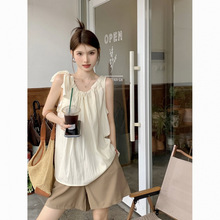 【91%好评率】法式温柔蝴蝶结吊带背心女装新款宽松夏季度假杏色
