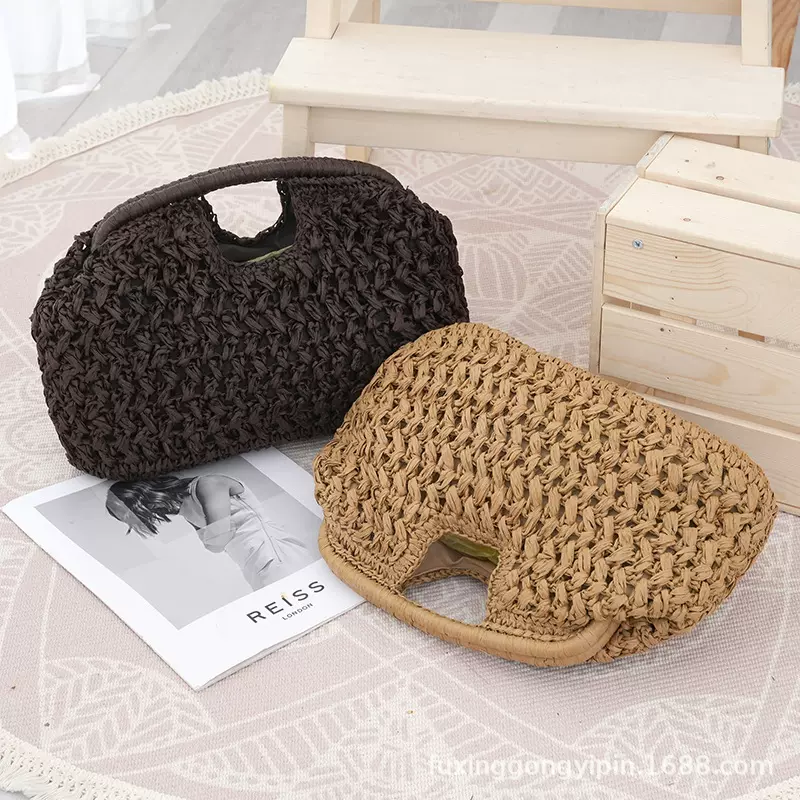2026跨境上新手工编织手提包包女夏季新款质感洋气沙滩度假手拎包