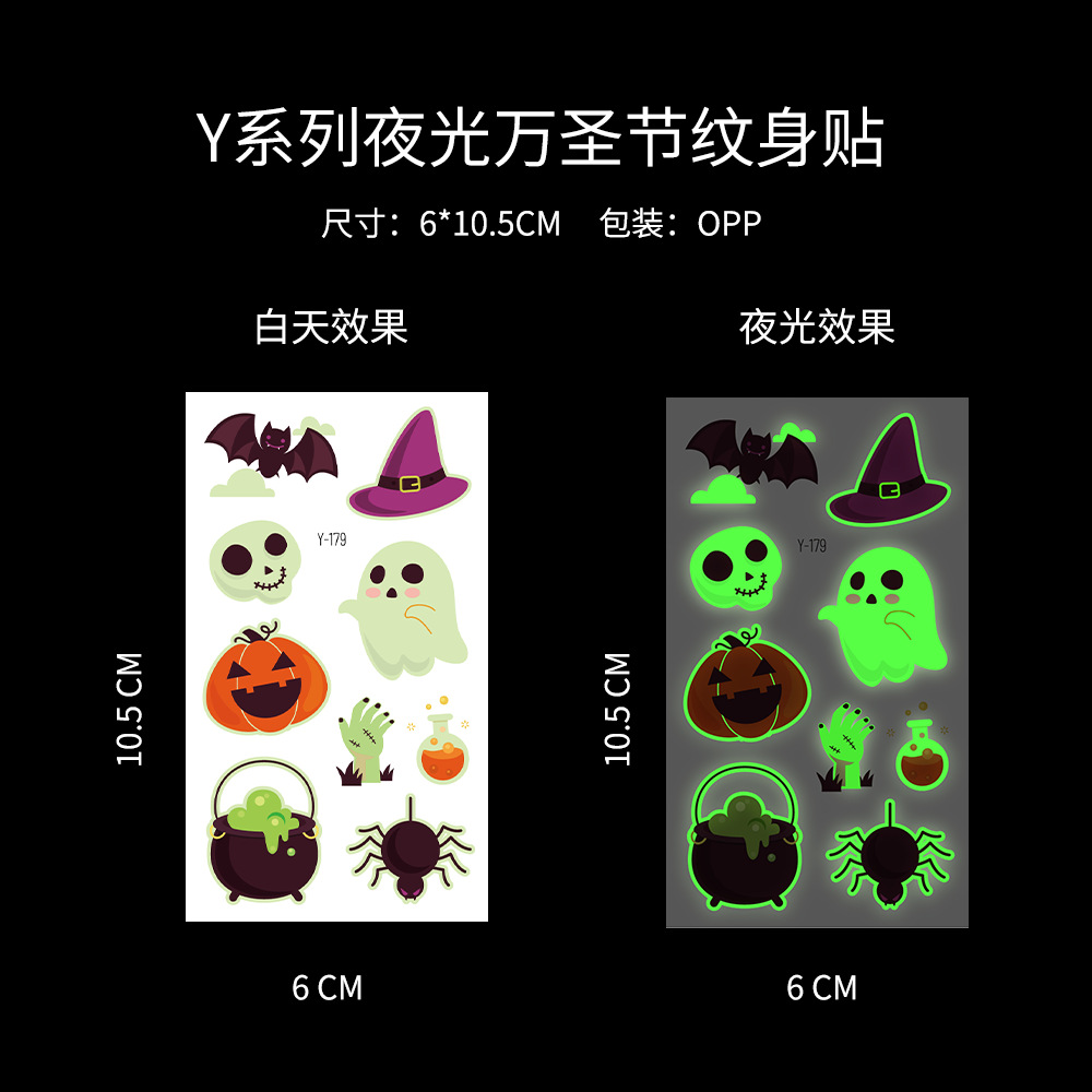 Tatuajes Temporales Luminosos de Halloween Luminoso, para Fiestas de Halloween