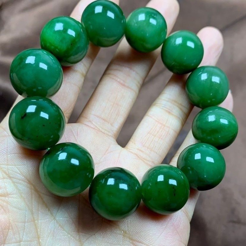 Vòng tay ngọc bích Hetian tự nhiên 18mm phong thủy chi tiết 7
