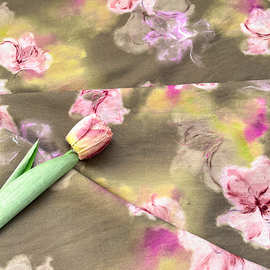 烟墨芙蓉 新中式数码印花锦棉面料旗袍连衣裙上衣汉服手工diy面料
