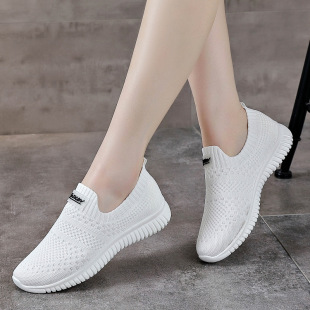Women's Sneakers 2023 Summer Flying Weaver Shoes New Single Mesh Breathable Hollow Out Casual Soft Bottom All-match Running Shoes
