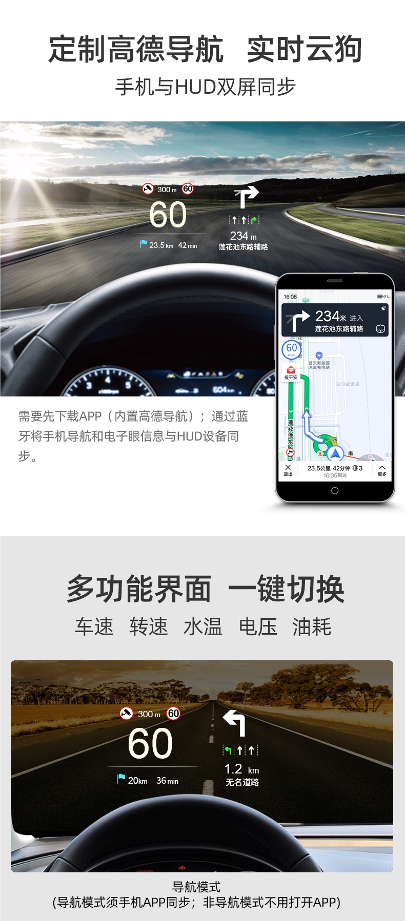 Car Head-Up Display Hud Car Universal Obd Fault Detection Suspended Imaging Projection Navigator Code Clearing