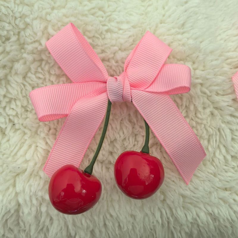 新しい赤いチェック柄チェリーフルーツヘアピンバッグ DIY 衣類アクセサリーヘアバンド手作りリボンアクセサリー|undefined