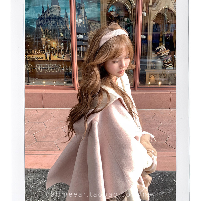 Callmeear//【Double-Sided Heterochromatic Shawl】Wool Color-Blocked Double-Sided Nylon Cloak Coat for Women in Autumn and Winter