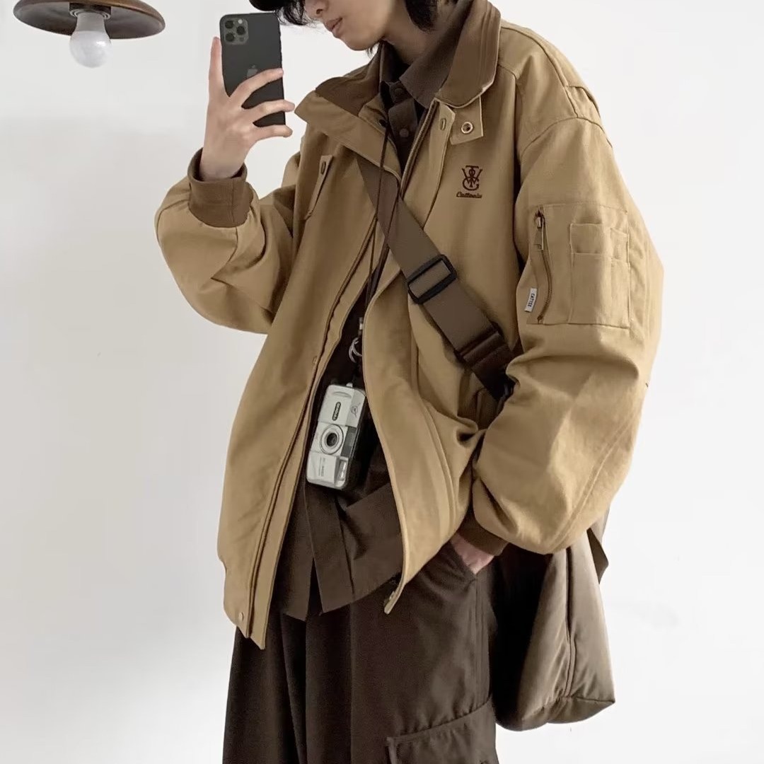 Japanese retro design autumn jacket for men and women