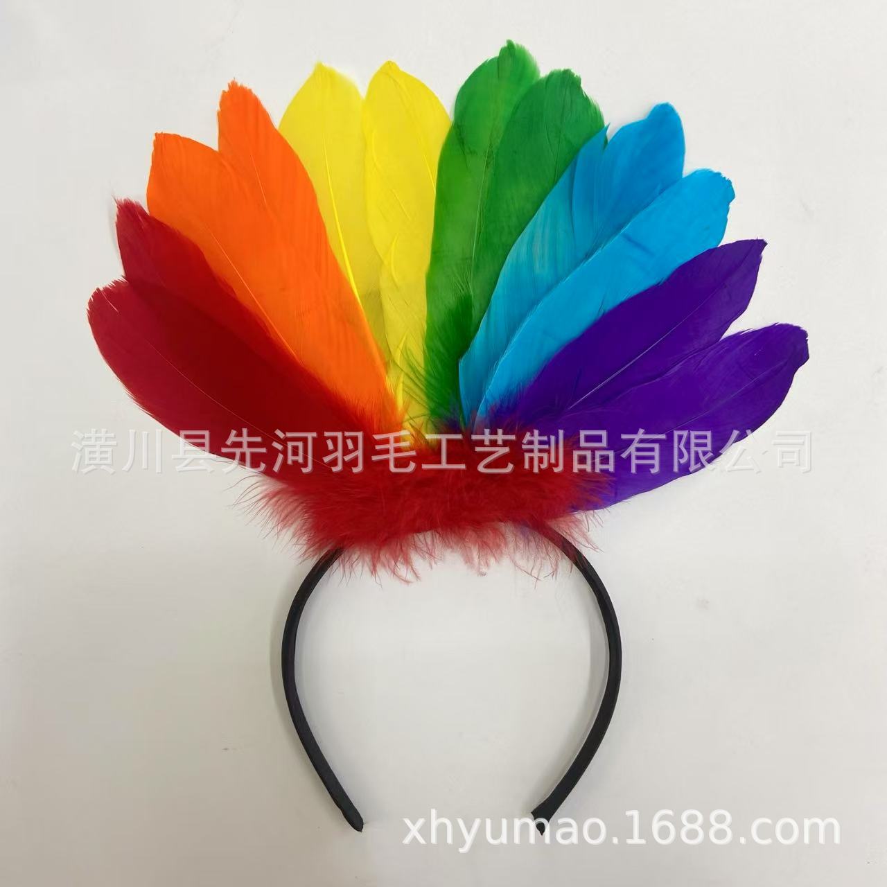 새로운 6색 깃털 머리띠
