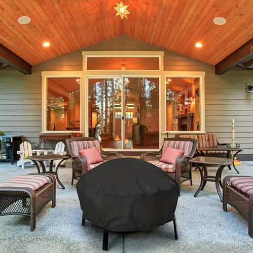 Fire Pit Cover Fire Bowl Cover Waterproof Dustproof Sunproof TEMU Hot Selling Cover for BBQ Grill Cross-border Outdoor Round