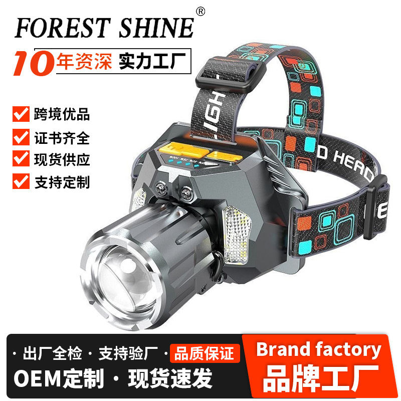 Lámpara de luz fuerte transfronteriza recargable brillante de larga duración tipo de lámpara de pesca montada en la cabeza lámpara de iluminación de inducción especial al aire libre