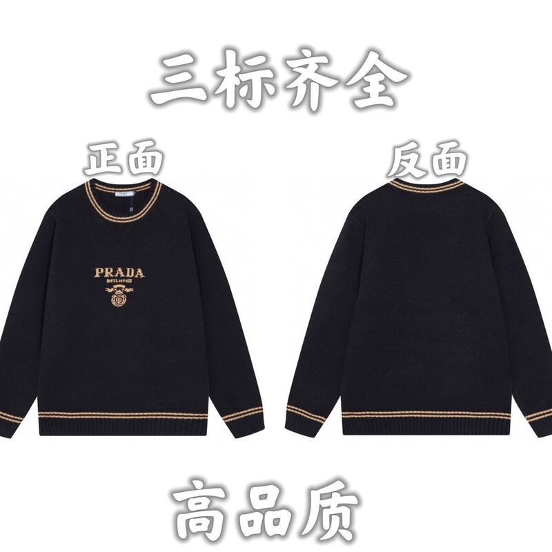 24秋冬新款潮牌字母满身logo圆领针织毛衣男女款宽松休闲上衣|undefined