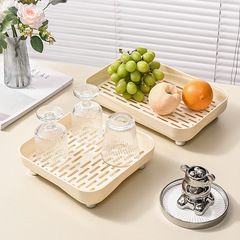 Light Luxury Drainage Tray, Creative Home Use, Living Room Plastic Thickened Double-Layer Rectangular Coffee Table Drainage Tray, Fruit Plate