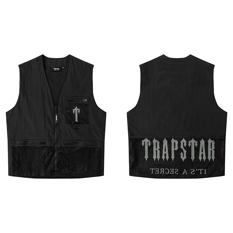 外贸Trapstar经典款彩虹渐变字母刺绣休闲连帽风衣夹克外套