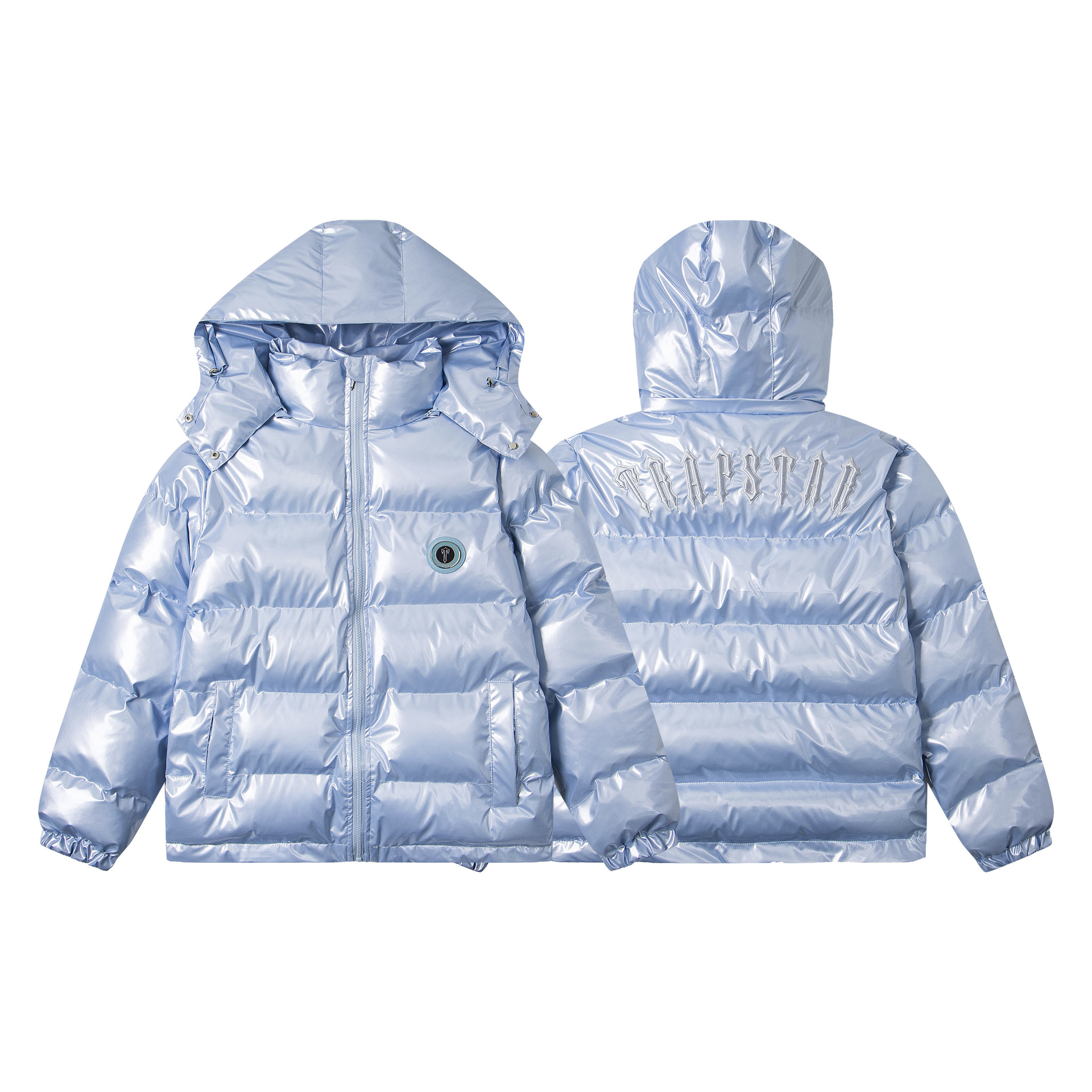 Trapstar Hyperdrive Puffer Jacket Detachable Hooded Ice Blue