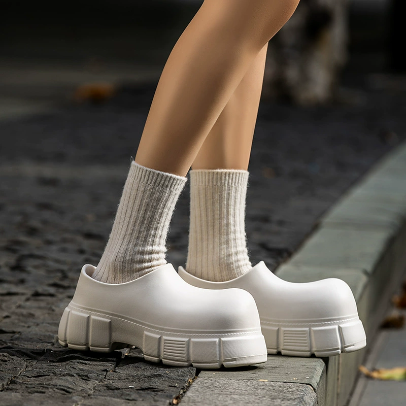 Модные женские туфли на платформе на толстой подошве, летние универсальные модные сабо без шнуровки.