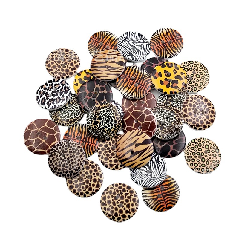2/2,5 cm de madera Fondo Blanco estampado de leopardo pintado botones de madera decorativos leopardo madera botones 50/100 piezas un paquete