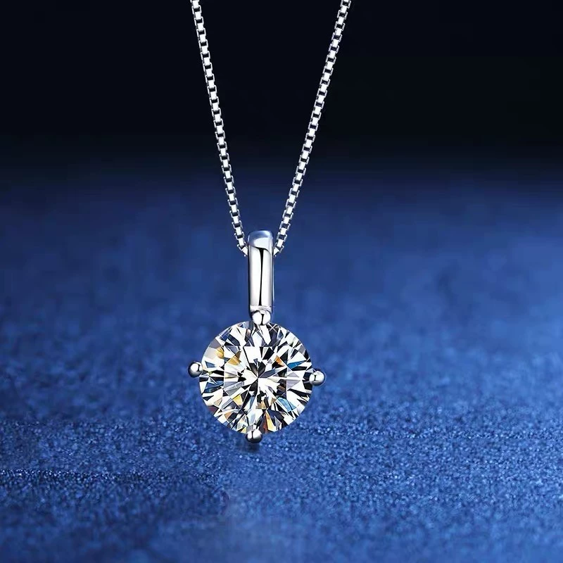 Чистая белая медь не выцветает Мода четыре когтя 8 м большой циркон специальная вспышка Ожерелье для девочки кулон для подарка подруге