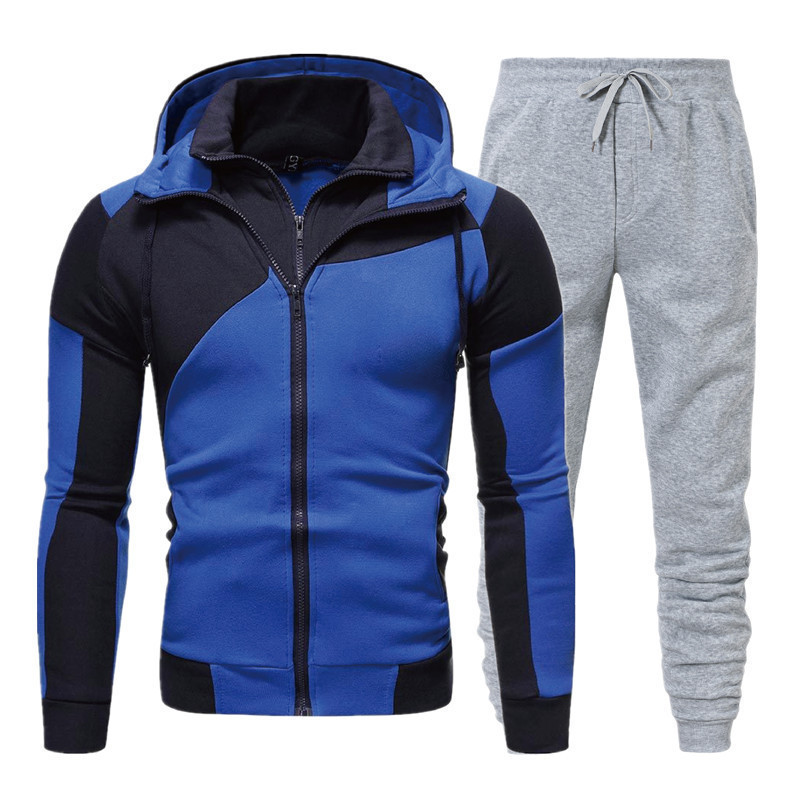 블루 + 라이트 그레이 팬츠