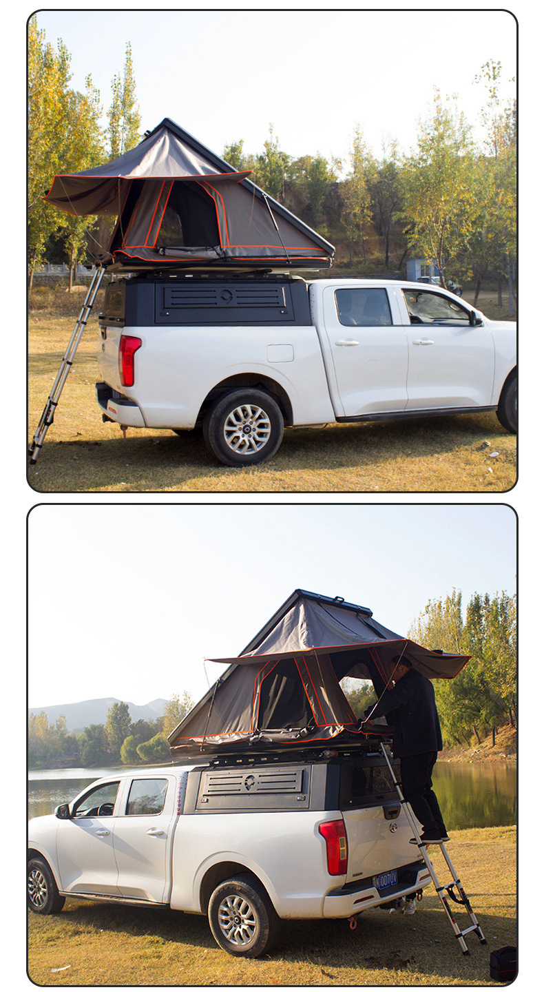 Hard-Top Alloy Car-Mounted Triangular Folding Helicopter Semi-Automatic Hydraulic Tent for Outdoor Self-Driving Camping
