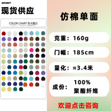 160克涤纱单面针织布料仿棉单面全涤T恤汗布棉手感纯涤纶平纹面料