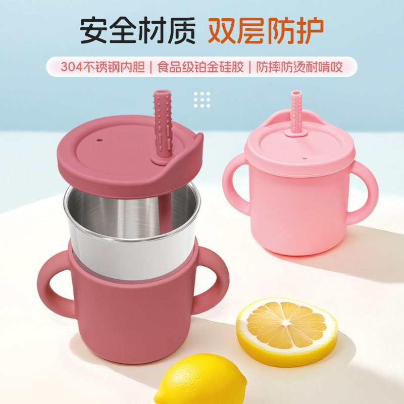 Amazon tazas de paja para niños tazas de bebés de acero inoxidable 3 - en - 1 tazas de agua para bebés tazas de paja tazas de bocadillos