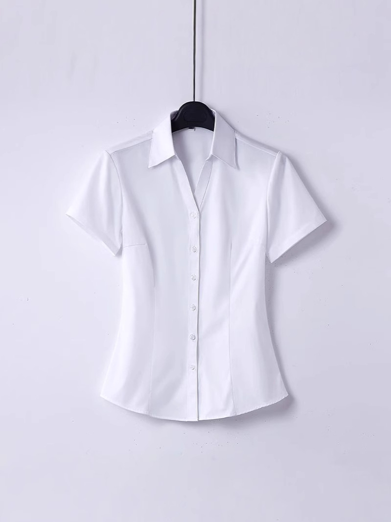Women's New Summer Short-Sleeved Workplace White Shirt Commuting Simple Design Top Crisp and Neat Shirt Versatile Work Clothes