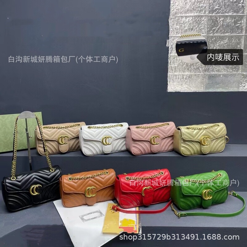 Double g Bag Women's Bag Gucci Classic Small Chanel-Style Quilted Chain Bag High-End Fashion Shoulder Crossbody Bag Double g Bag Women's Bag Gucci Classic Small Chanel-Style Quilted Chain Bag High-End Fashion Shoulder Crossbody Bag