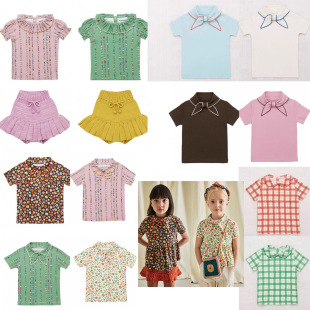ins2025 spring and summer mp series shirt T-shirt pants suit soft bow tie T-shirt floral top NY