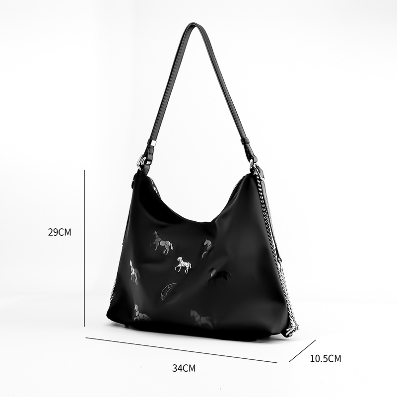 Bolso de impresión de superficie suave casual para mujer de tela de nailon Bolso de axila con cremallera de estilo europeo y americano de alta gama LP7236 #