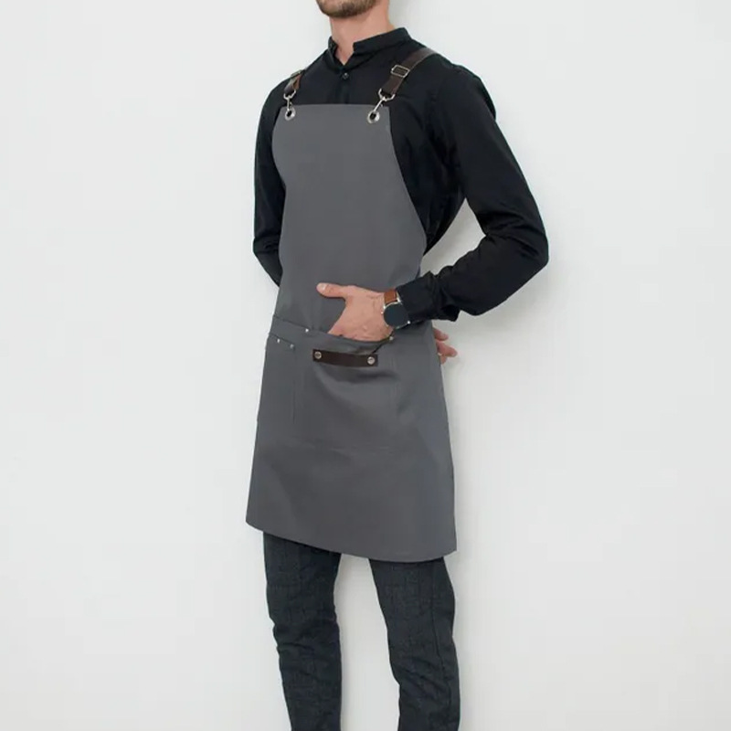 Transfronterizo Amazon poliéster lona delantal personalizado logotipo leche tienda de té cafetería ropa de trabajo cocina delantal impermeable