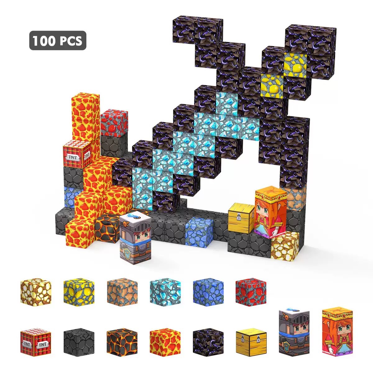 Transfronterizo Amazon MC My Cube World Juego de bloques de construcción magnética Bosque primitivo Partículas magnéticas Juguetes magnéticos