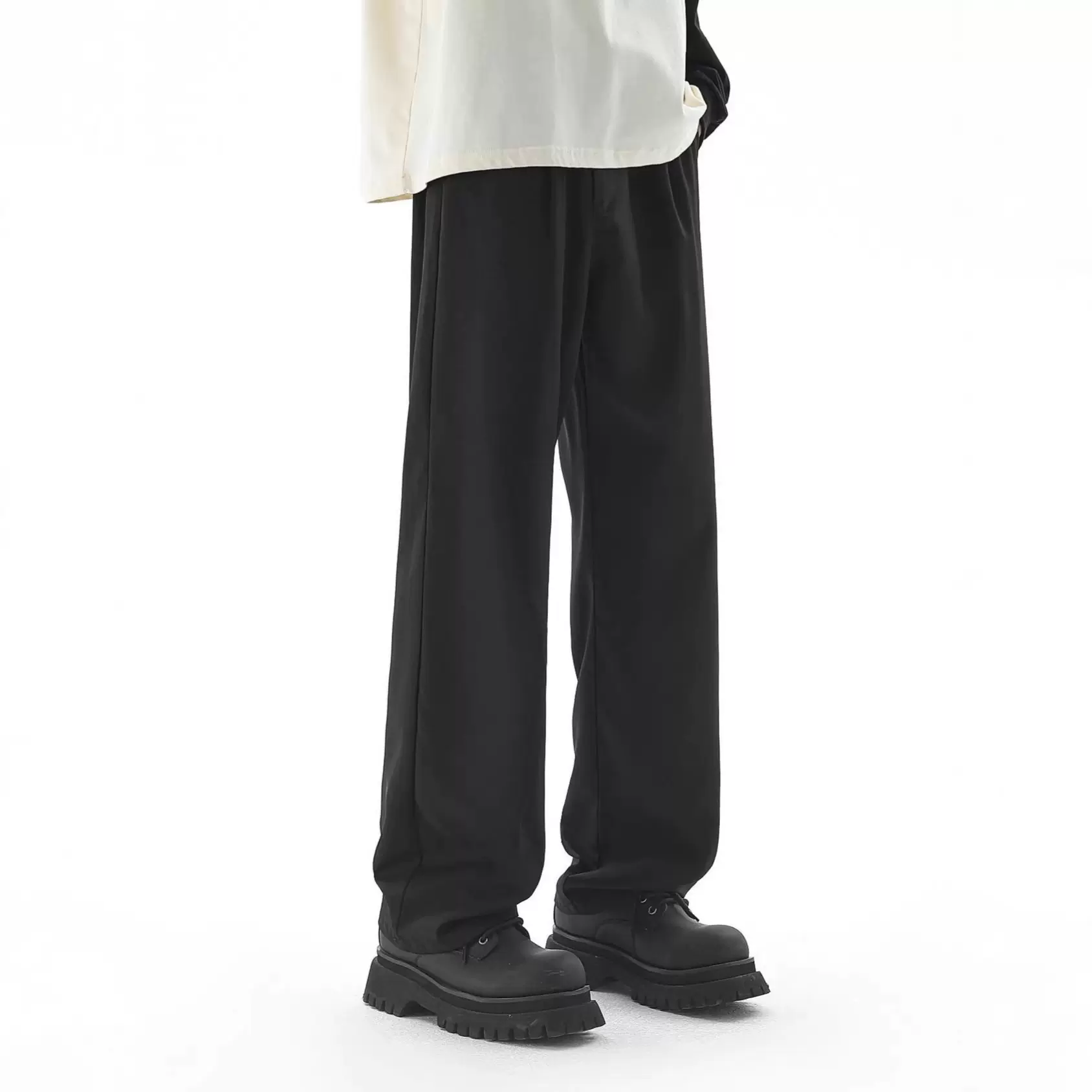 简恒美式复古cheanfit高档西裤男休闲宽松韩式休闲裤垂感黑色长裤