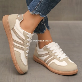 Cross-Border Women's Large Size Moral Training Shoes Sports Shoes 2025 New European and American Retro Color Matching Flat Shoes Women's Wholesale