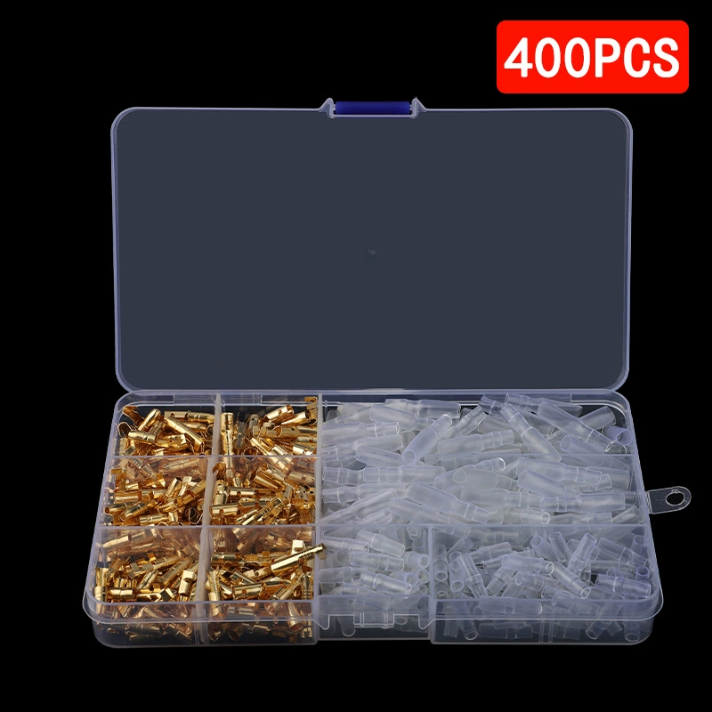 Трансграничный источник 400pcs в штучной упаковке 3.9mm пружинный соединительный клемм с оболочкой золотой пули мужской клемм