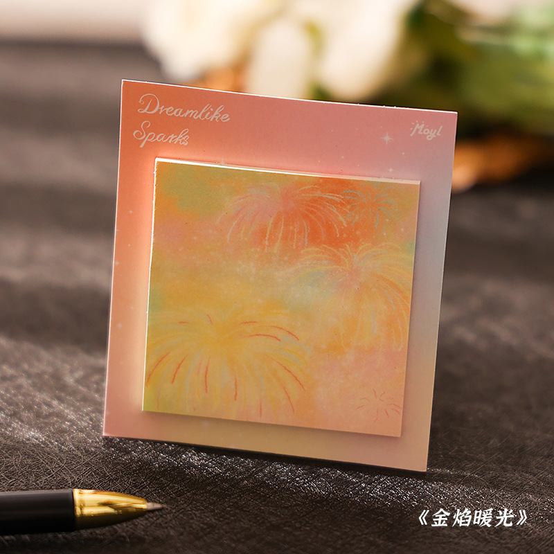 Bloc de notas adhesivas con diseño de pintura al óleo, alto valor estético, estilo simple, para estudiantes, adhesivo fuerte, bloc de notas con paisajes.