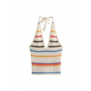 2024 cross-border cross-border wholesale 2024 autumn new European and American style striped crochet neck collar jacket color slim