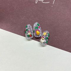 Tomoni Embossed 786 Hot-Selling Adhesive Cute Nail Art Stickers, Japanese-Style 5D Nail Decals Featuring Santa Claus