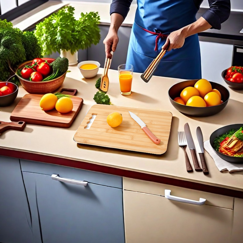 Tabla de cortar multifuncional para el hogar Tabla de cortar sólida de madera de doble uso Fruta de doble cara Clasificación de alimentos cocidos Tabla de cortar al por mayor