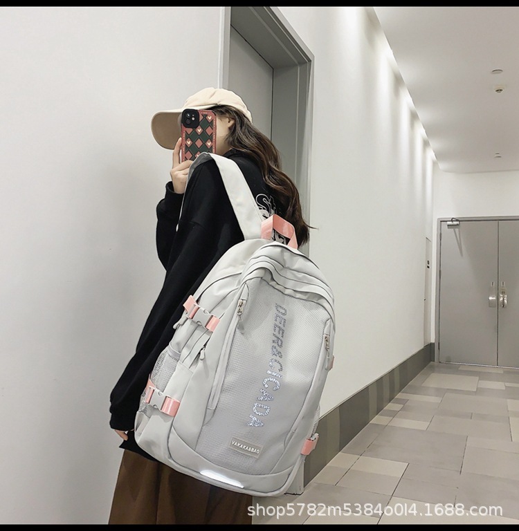 スクールバッグ女性の大容量シンプルなカジュアルバックパック 2025 新しいカレッジスタイル反射高校生大学生バックパック男性|undefined