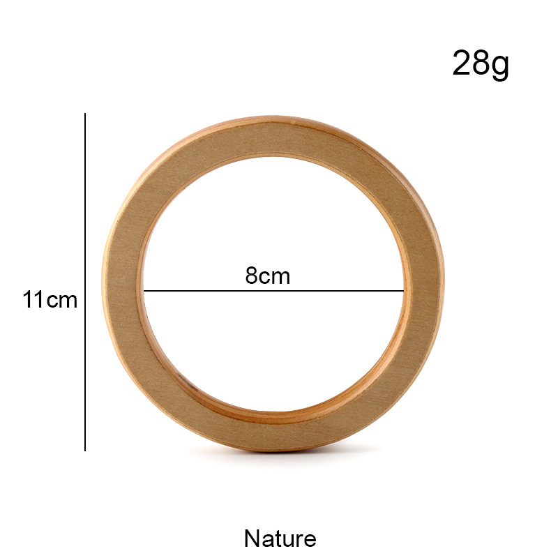 Fábrica de suministro directo de bolsas de gancho redondas de madera 14CM mangas de anillo de madera 11CM accesorios de bolsas