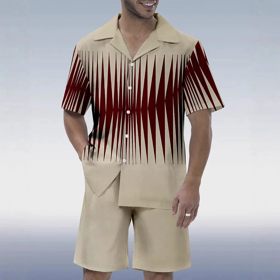 2025 оптовая продажа от производителя 3D-печатные рубашки, шорты, костюмы для внешней торговли, новый европейский и американский стиль, повседневная одежда для отдыха и моря