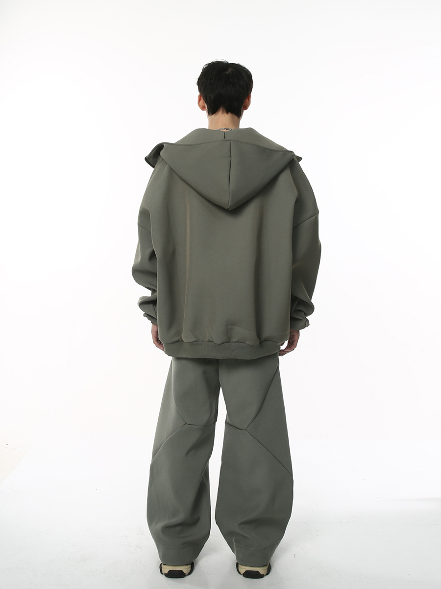 Ropa para hombre MTLCLOTHES | Conjunto de sudadera con capucha y cremallera doble estilo americano retro informal de peso pesado