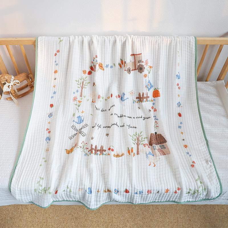 Toalla grande de gasa de bambú y algodón de seis capas para bebés, toalla de baño absorbente para recién nacidos, manta lavable para recién nacidos.