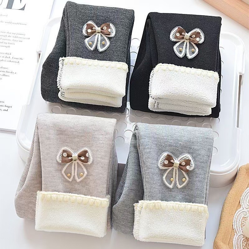 女童加绒打底裤女宝宝加厚秋冬装外穿洋气小女孩一体绒裤子儿童装