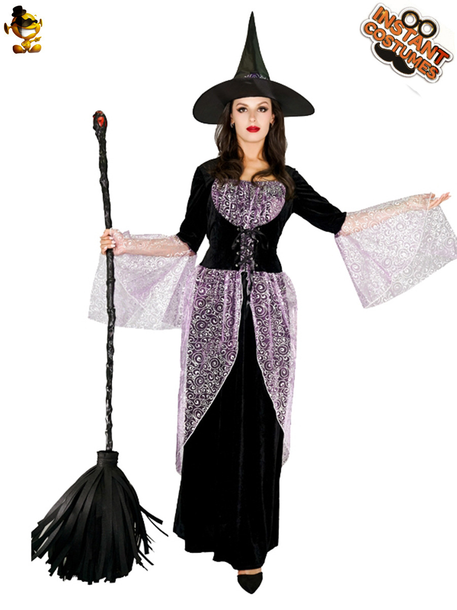 Halloween mujer adulta bruja vestido Cosplay rol bruja rendimiento de la etapa traje del partido