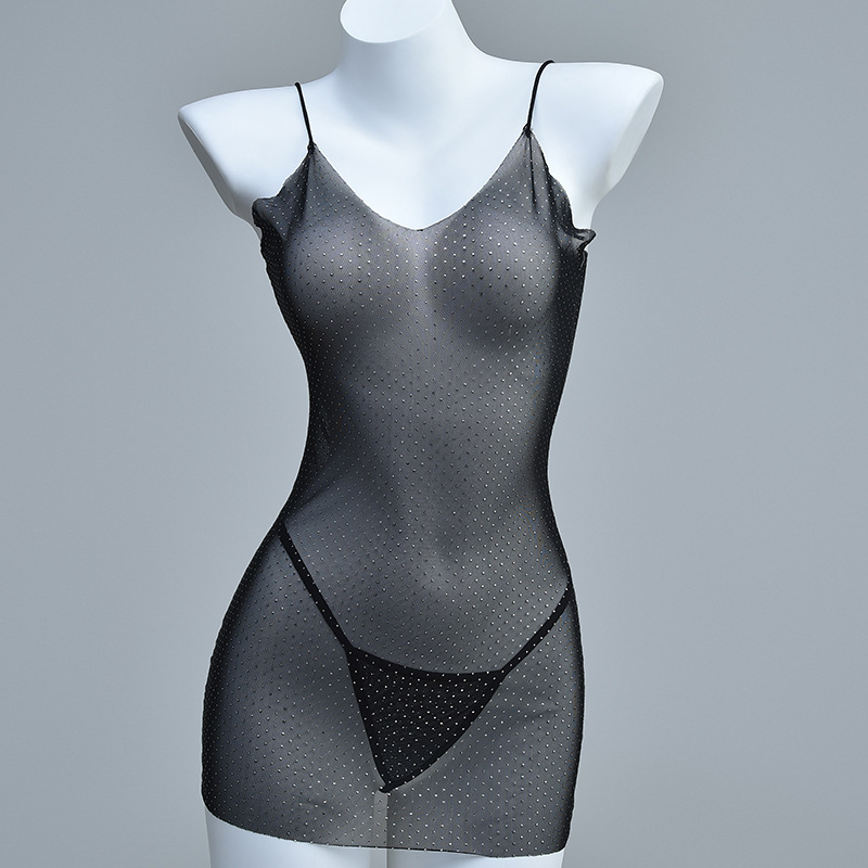 Night Listening Fragrance Sexy Underwear Sexy Deep V Low-cut Sling dress Perspective Temptation Hot Hot Rhinestone Bag Hip Dress Night Listening Fragrance Sexy Underwear Sexy Deep V Low-cut Sling dress Perspective Temptation Hot Hot Rhinestone Bag Hip Dress