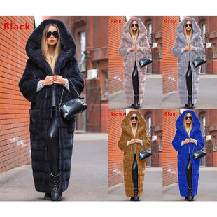 Autumn New Faux Fur Coat Hooded Cotton-padded Thickened Long Plush Coat Women's Coat Windbreaker